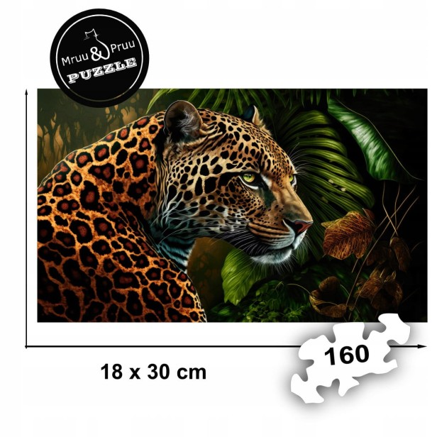 Puzzle Jaguar 160 elementów Układanka drewniana Mruu&amp;Pruu, puzzle drewniane jaguar, puzzle jaguar, jaguar