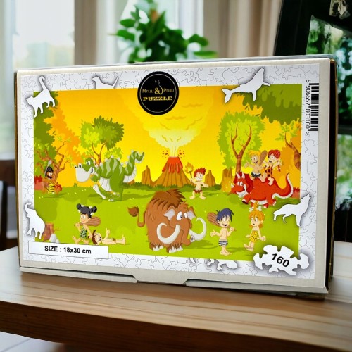 Puzzle Epoka Kamienia | Układanka drewniana | MruuPruu, puzzle drewniane epoka kamienia