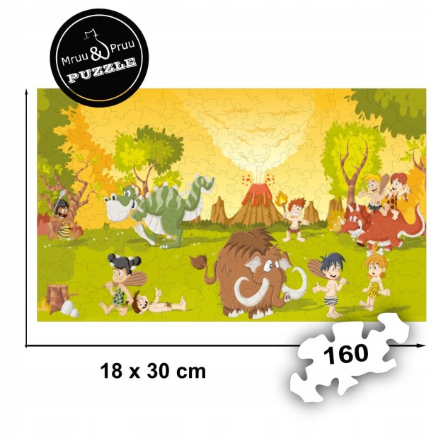 Puzzle Epoka Kamienia | Układanka drewniana | MruuPruu, puzzle drewniane epoka kamienia