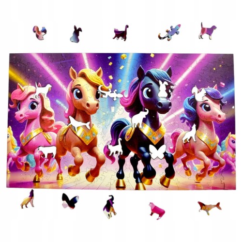 Puzzle Kucyki 160 elementów Układanka drewniana Mruu&amp;Pruu, puzzle kucyki pony, puzzle drewniane kucyki pony