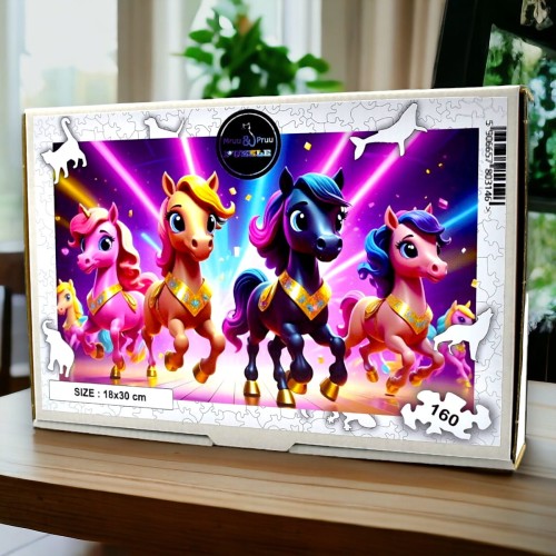 Puzzle Kucyki 160 elementów Układanka drewniana Mruu&amp;Pruu, puzzle kucyki pony, puzzle drewniane kucyki pony