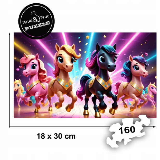 Puzzle Kucyki 160 elementów Układanka drewniana Mruu&amp;Pruu, puzzle kucyki pony, puzzle drewniane kucyki pony