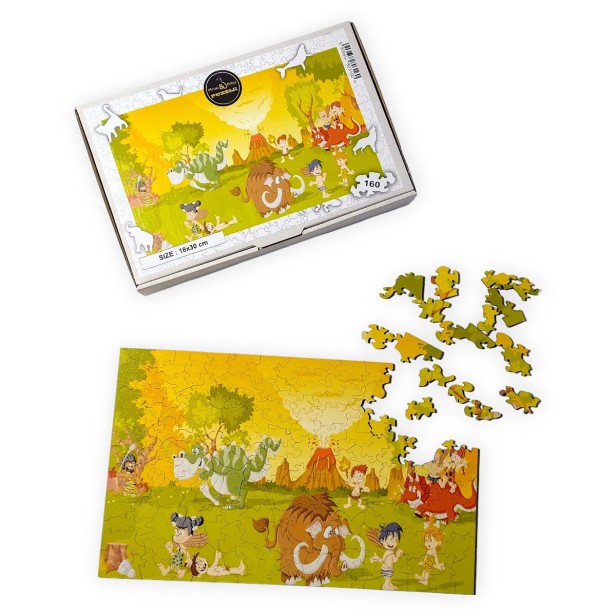 Puzzle Epoka Kamienia | Układanka drewniana | MruuPruu, puzzle drewniane epoka kamienia