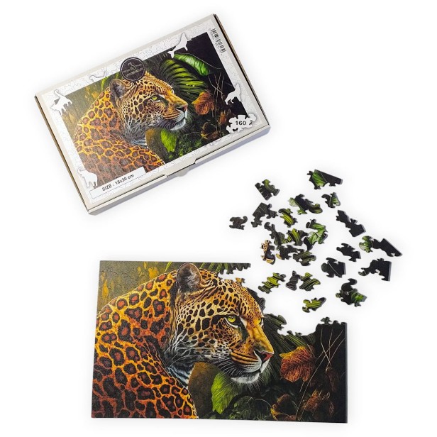 Puzzle Jaguar 160 elementów Układanka drewniana Mruu&amp;Pruu, puzzle drewniane jaguar, puzzle jaguar, jaguar