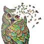 puzzle sowa, puzzle drewniane sowa, kolorowa sowa puzzle, grube puzzle z sową, puzzle drewniane z kształtami