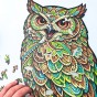 puzzle sowa, puzzle drewniane sowa, kolorowa sowa puzzle, grube puzzle z sową, puzzle drewniane z kształtami