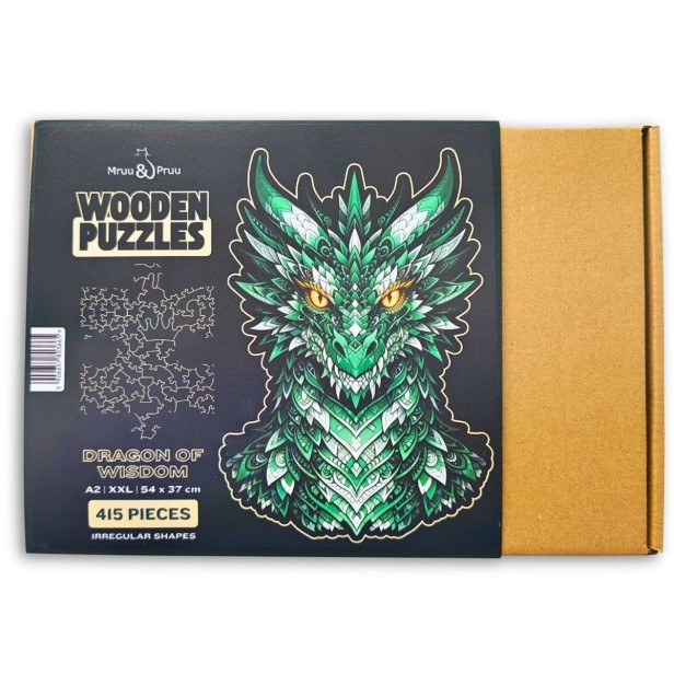puzzle smok, puzzle drewniane smok, puzzle z smokiem, zielony smok, niesamowity smok, drewniany smok