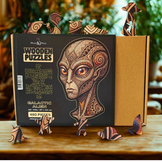opakowanie prezentowe puzzle drewniane ufo