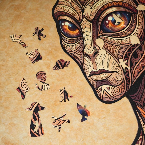 puzzle na prezent, oryginalne puzzle drewniane z ufo