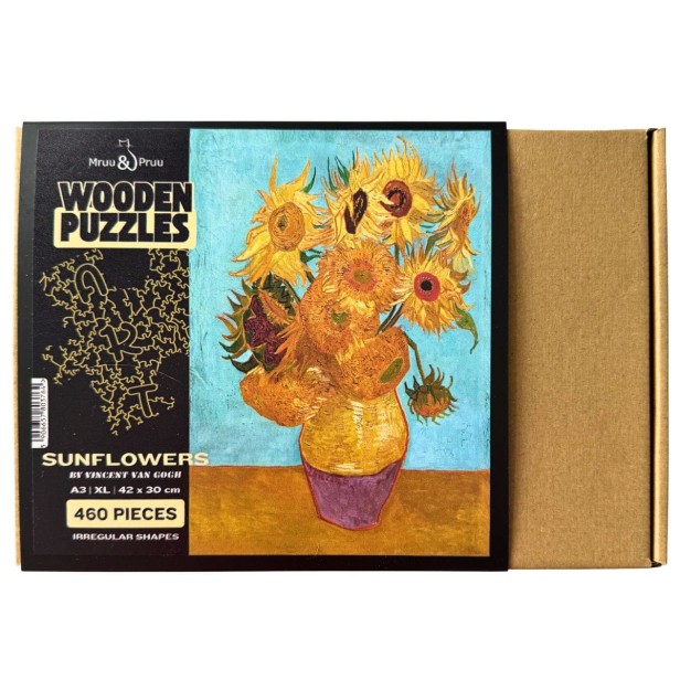 puzzle słoneczniki, puzzle drewniane van gogh, puzzle obraz