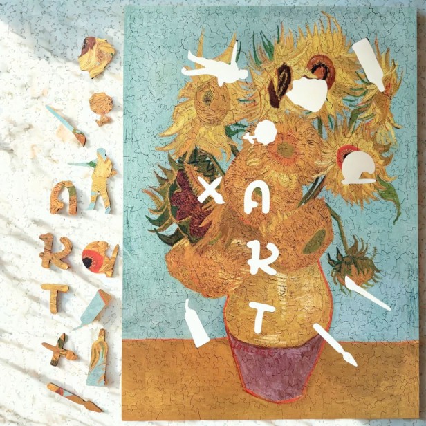 puzzle słoneczniki, puzzle drewniane van gogh, puzzle obraz