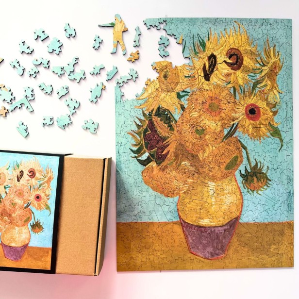 puzzle słoneczniki, puzzle drewniane van gogh, puzzle obraz