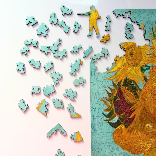 puzzle słoneczniki, puzzle drewniane van gogh, puzzle obraz