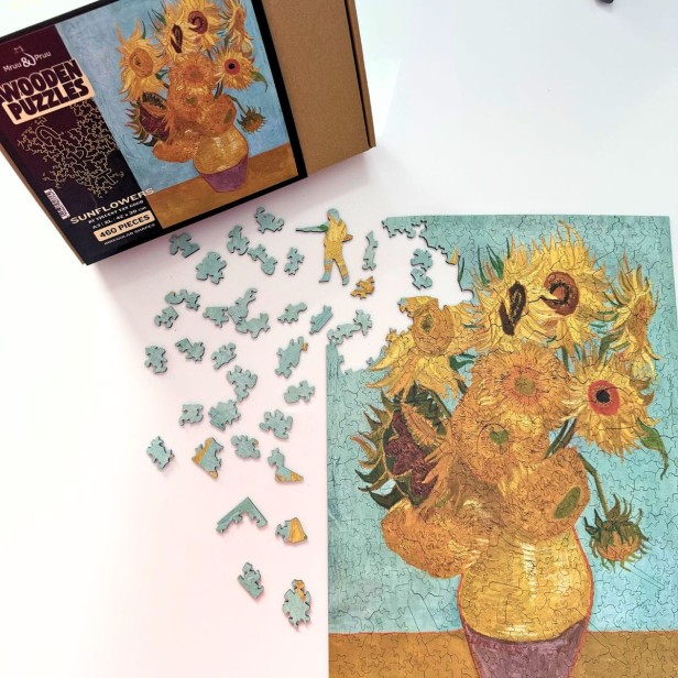 puzzle słoneczniki, puzzle drewniane van gogh, puzzle obraz