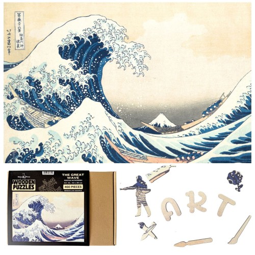 puzzle wielka fala, puzzle drewniane fala, wielka fala w kanagawie puzzle drewniane, Katsushiki Hokusaia Puzzle