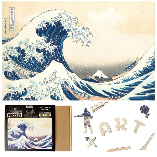 puzzle wielka fala, puzzle drewniane fala, wielka fala w kanagawie puzzle drewniane, Katsushiki Hokusaia Puzzle