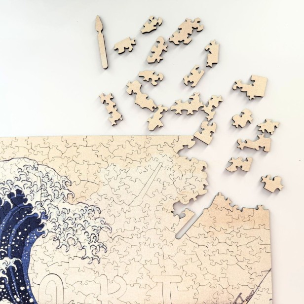 puzzle wielka fala, puzzle drewniane fala, wielka fala w kanagawie puzzle drewniane, Katsushiki Hokusaia Puzzle