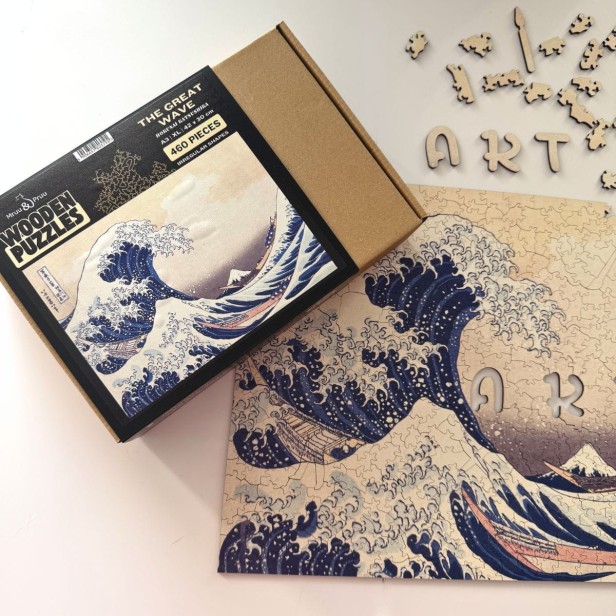 puzzle wielka fala, puzzle drewniane fala, wielka fala w kanagawie puzzle drewniane, Katsushiki Hokusaia Puzzle