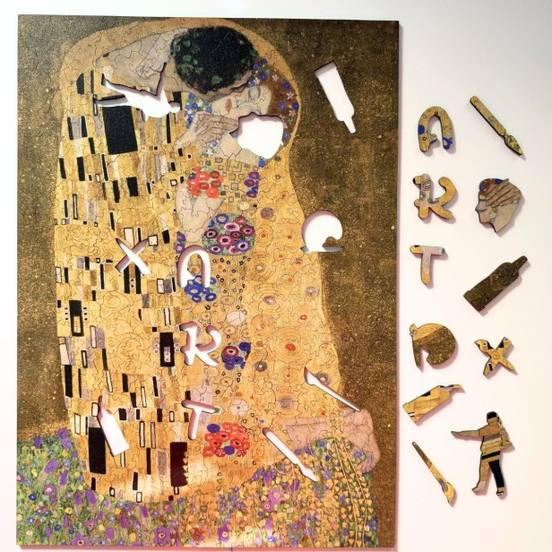 puzzle gustav klimt, puzzle drewniane obraz pocałunek