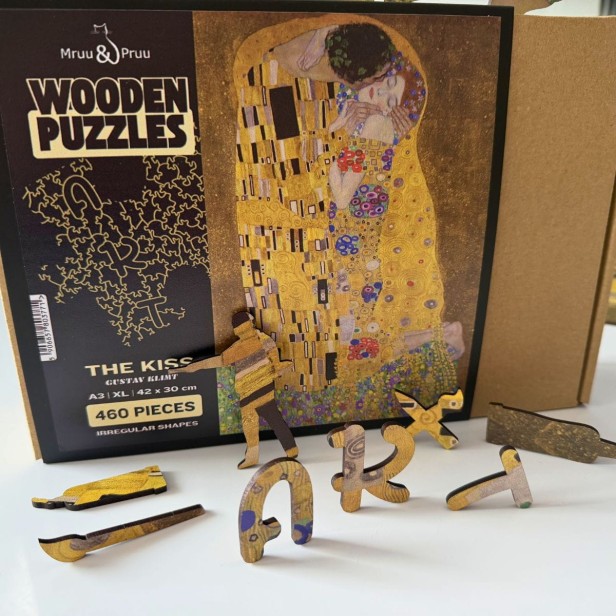 puzzle gustav klimt, puzzle drewniane obraz pocałunek