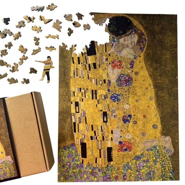 puzzle gustav klimt, puzzle drewniane obraz pocałunek