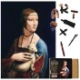 nieregularne puzzle dama z łasiczką, solidne puzzle kolekcja art, solidne puzzle obraz, puzzle dama z gronostajem