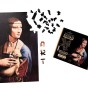 nieregularne puzzle dama z łasiczką, solidne puzzle kolekcja art, solidne puzzle obraz, puzzle dama z gronostajem