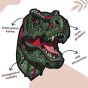 Ulozony obraz t-rex o wymiarach 50x38 cm z puzzli drewnianych na prezent