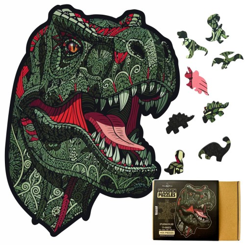Drewniane dino puzzle wsciekly tyranozaur t-rex marki mruu i pruu