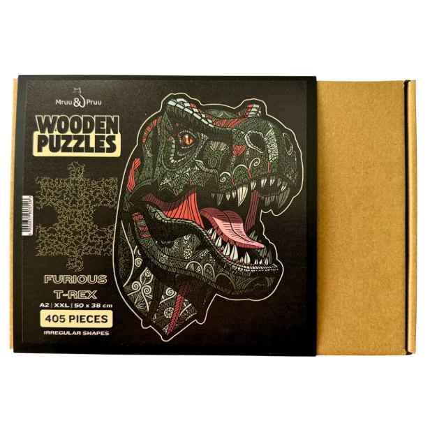 puzzle dinozaur, puzzle t-rex, puzzle tyranozaur, puzzle drewniane o nieregularnych kształtach