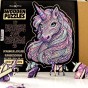 puzzle drewniane z kolorowym jednorożcem, puzzle jednorożec