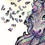 puzzle drewniane z kolorowym jednorożcem, puzzle jednorożec