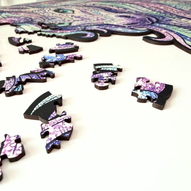 puzzle drewniane z kolorowym jednorożcem, puzzle jednorożec