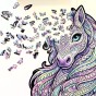 puzzle drewniane z kolorowym jednorożcem, puzzle jednorożec