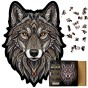 Ekskluzywne puzzle drewniane wilk premium w eleganckim opakowaniu prezentowym