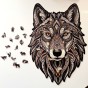 Kolorowe drewniane puzzle z motywem wędrującego wilka w imponującym formacie XXL, puzzle drewniane wilk, puzzle z wilkiem, puzzle drewniane prezent