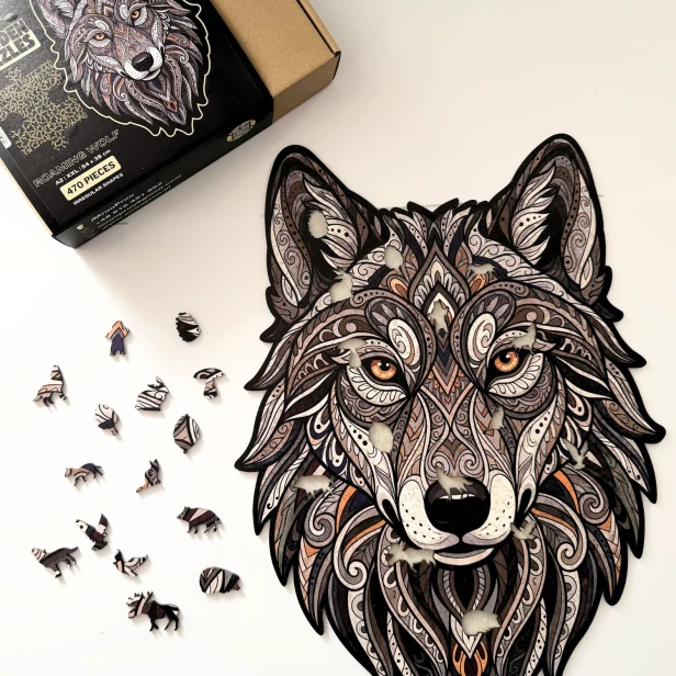 puzzle drewniane wilk, puzzle z wilkiem, puzzle drewniane prezent