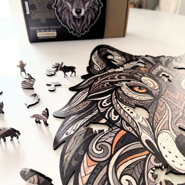 puzzle drewniane wilk, puzzle z wilkiem, puzzle drewniane prezent