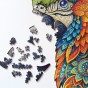 Układanka puzzle z papugami po ułożeniu, puzzle papuga , puzzle ptak, puzzle drewniane ptak