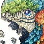 Układanka puzzle z papugami po ułożeniu, puzzle papuga , puzzle ptak, puzzle drewniane ptak