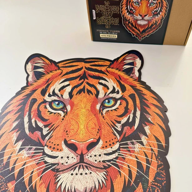 puzzle drewniane tygrys, puzzle tygrys, puzzle z tygrysem, puzzle prezentowe, układanka na prezent