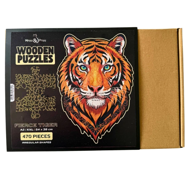 puzzle drewniane tygrys, puzzle tygrys, puzzle z tygrysem, puzzle prezentowe, układanka na prezent