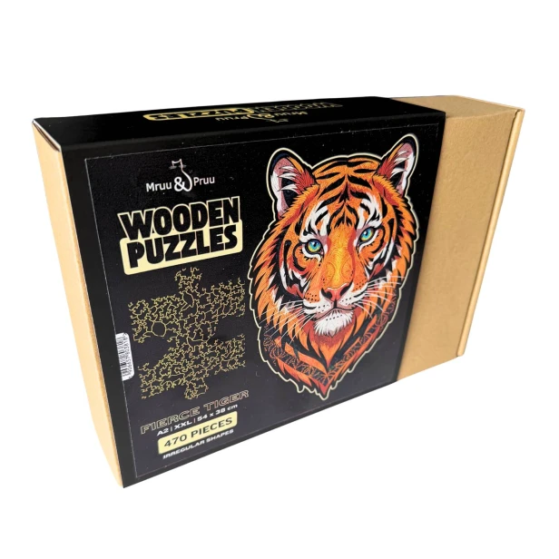 puzzle drewniane tygrys, puzzle tygrys, puzzle z tygrysem, puzzle prezentowe, układanka na prezent