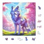 puzzle z wilkiem, wilczek, kolorowy wilczek, wilczek na kolorowym tle,  25x25cm , kwadratowe puzzle, nieregularne kształty, puzzle drewniane, 150 elementów, mruu&amp;pruu puzzle, mruupruu, mruupruu puzzle