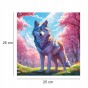 puzzle z wilkiem, wilczek, kolorowy wilczek, wilczek na kolorowym tle,  25x25cm , kwadratowe puzzle, nieregularne kształty, puzzle drewniane, 150 elementów, mruu&amp;pruu puzzle, mruupruu, mruupruu puzzle
