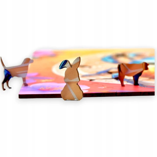 puzzle z skarabeuszem, skarabeusz, kolorowy żuk, skarabeusz na kolorowym tle,  25x25cm , kwadratowe puzzle, nieregularne kształty, puzzle drewniane, 150 elementów, mruu&amp;pruu puzzle, mruupruu, mruupruu puzzle