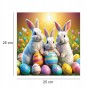 puzzle z króliczkami, królik, króliczki, króliki na kolorowym tle,  25x25cm , kwadratowe puzzle, nieregularne kształty, puzzle drewniane, 150 elementów, mruu&amp;pruu puzzle, mruupruu, mruupruu puzzle