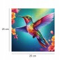 puzzle z kolibrem, koliber, koliberek, koliber na kolorowym tle,  25x25cm , kwadratowe puzzle, nieregularne kształty, puzzle drewniane, 150 elementów, mruu&amp;pruu puzzle, mruupruu, mruupruu puzzle