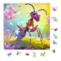 puzzle z mrówką, mrówka, słodka mrówka, mrówka na kolorwym tle,  25x25cm , kwadratowe puzzle, nieregularne kształty, puzzle drewniane, 150 elementów