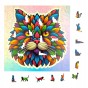 puzzle z kotem, kot z liści, kotek, kot, kot na tle kolorowego tła, głowa kota,  25x25cm , kwadratowe puzzle, nieregularne kształty, puzzle drewniane, 150 elementów